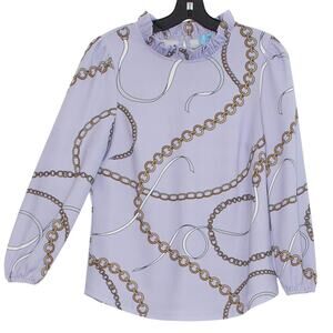 CeCe Top Chain Print Y2K Equestrian Preppy Cottage Minimalist Retro Purple Small